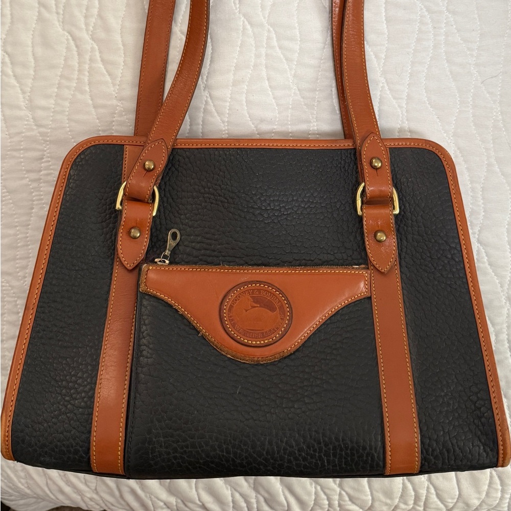 Vintage Dooney & Bourke Black and Brown Shoulder Bag